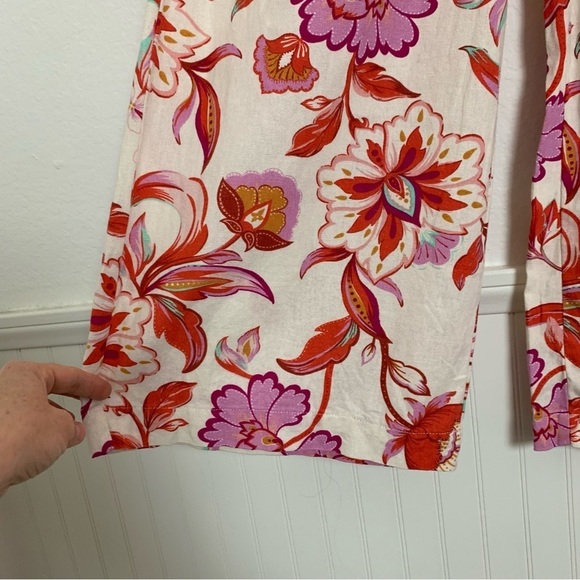 Laundry By Shelli Segal Linen Blend Floral Wide Leg Pants Womens S Colorful - Picture 8 of 16